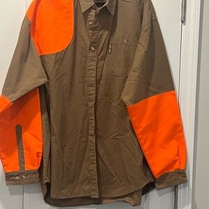 Vintage Columbia Men's Brown and Orange Shirt hunting Jacket